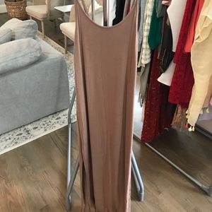 Tan Maxi Dress with front slit